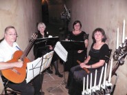 Music associate Patty Esfandari (back right) poses with her ensemble, Heralds and MInstrels. Patty has played with the ensemble for 20 years. 