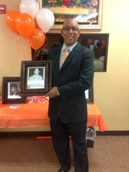 Assistant Athletic Director Darryl Beasley accepted his award in his hometown Beeville. 