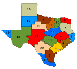 Texas Map of Geographic Area Codes