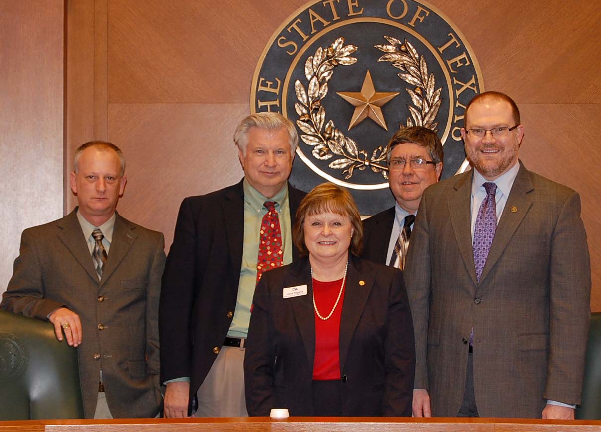 The 4A-5A tab room staff: Tim Cook from Salado HS, Dr. Rich Edwards from Baylor University, Jana Riggins, UIL Speech and Debate Director, Larry McCarty, UIL Social Studies State Director and Russell Kirkscey from Blanco HS