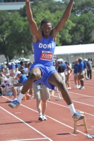 Michael Patterson from Palo Duro HS in Amarillo jumps at the 2011 State Track and Field Meet. Patterson was a ninth qualifier this year and earned a bronze medal in the long jump.