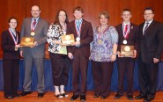 Eleanor and coach Russell Kirkscey from Blanco High School. Coach Kristi Hodgkiss and Carver from North Lamar High School. Coach Angela Teachout and Hunter Hall from Farwell and Tra Hall from Munday High School.