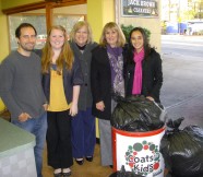 UIL staffers Chris Schmidt, Jessica Lane, Phyllis Broz, Susan Doherty and Stephanie Ramirez volunteer at the Coats for Kids drive.