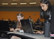 Half of the state speech competitors used computers in the prep room.