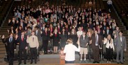 Students preparing to participate in Student Congress take their oath of office from District Clerk Cheryl Potts — Education Service Center 10.