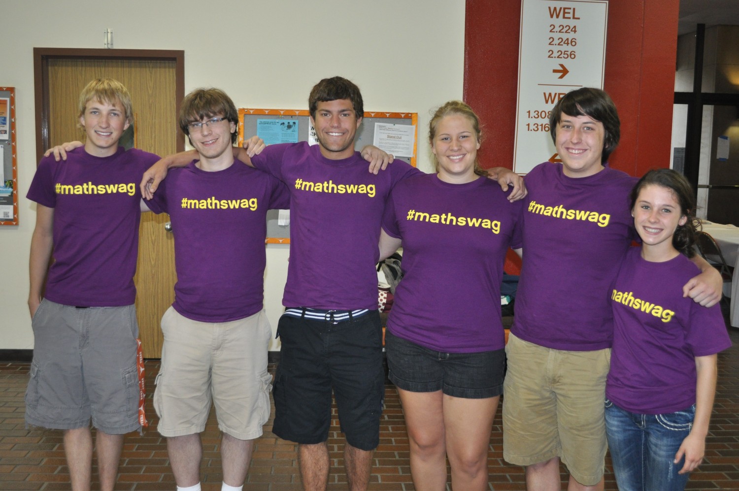 The math team from Liberty Hill High School shows off their t-shirts. It has become somewhat of a tradition for students to design unique t-shirts for the State Meet, especially Lit Crit participants. 